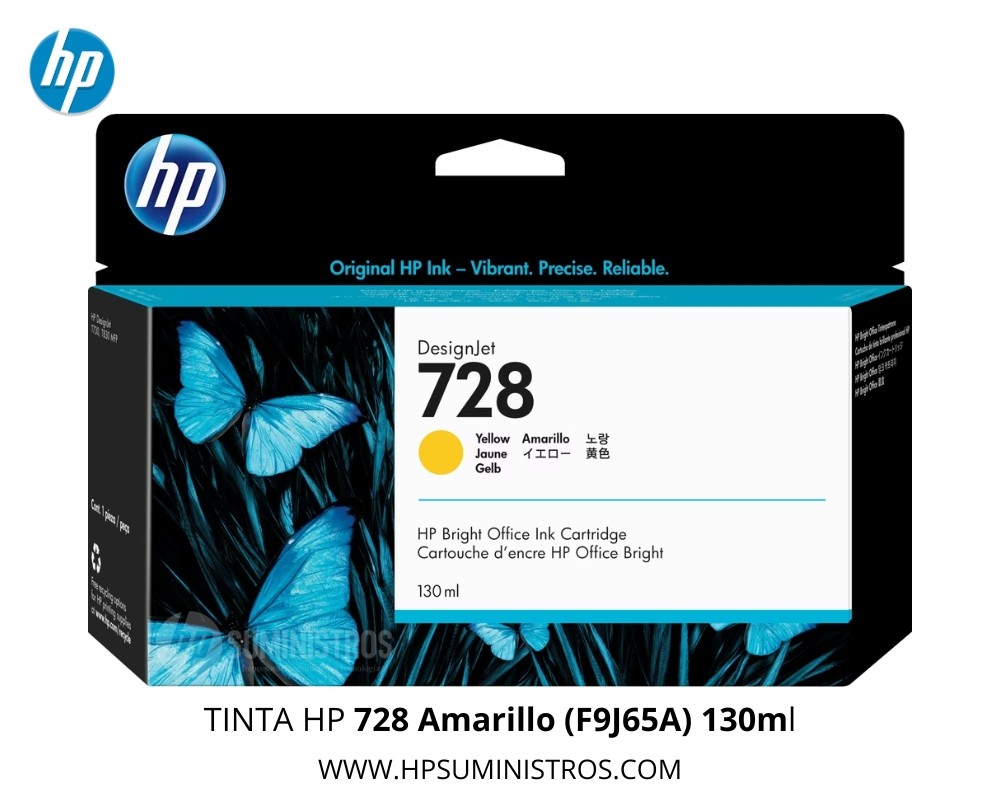 TINTA HP 728 YELLOW (F9J65A) 130ml Original | DesignJet T730/T830
