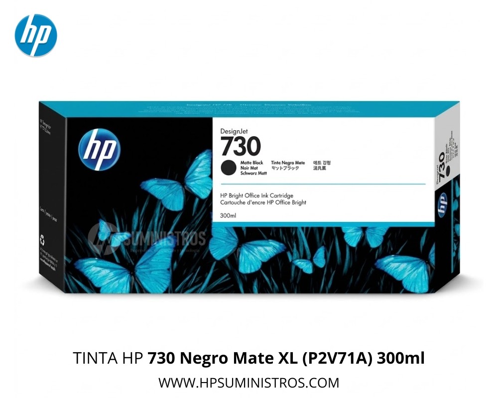 TINTA HP 730 Negro Mate XL (P2V71A) 300ml Original | DesignJet T1600/T1700/T2600