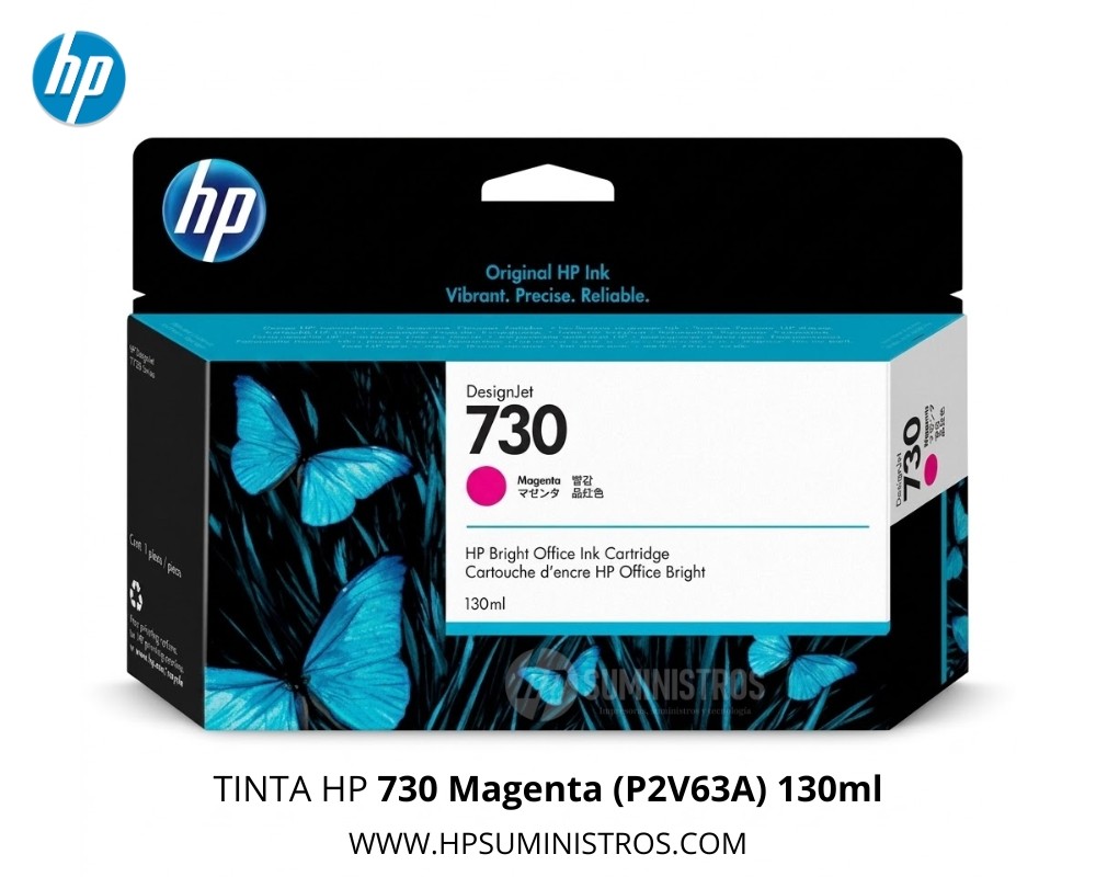TINTA  HP 730 Magenta (P2V63A) 130ml Original | DesignJet T1600/T1700/T2600