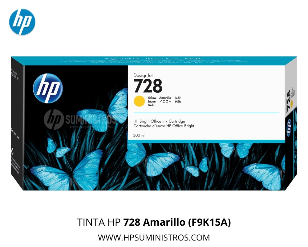 TINTA HP 728 YELLOW (F9K15A) 300ml Original | DesignJet T730/T830