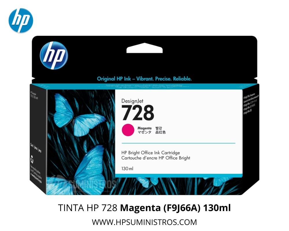 TINTA HP 728 Magenta (F9J66A) 130ml Original | DesignJet T730/T830
