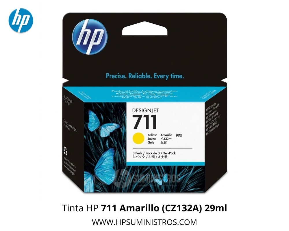 Tinta HP 711 YELLOW (CZ132A) 29ml Original | DesignJet T120/T520/T530