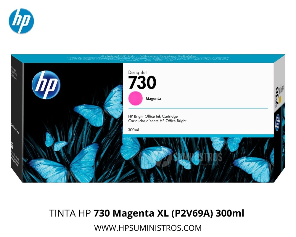 TINTA  HP 730 Magenta XL (P2V69A) 300ml Original | DesignJet T1600/T1700/T2600