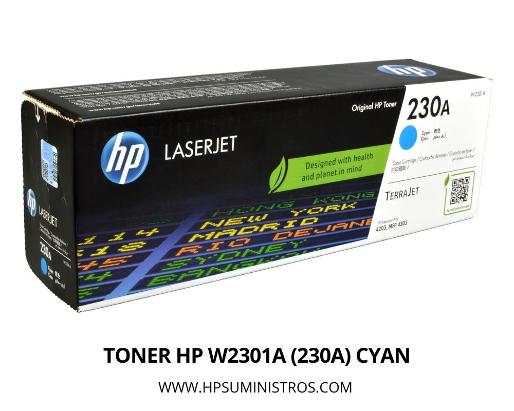 TONER HP 230A (W2301A) CYAN - LaserJet Pro 4203, Mfp 4303