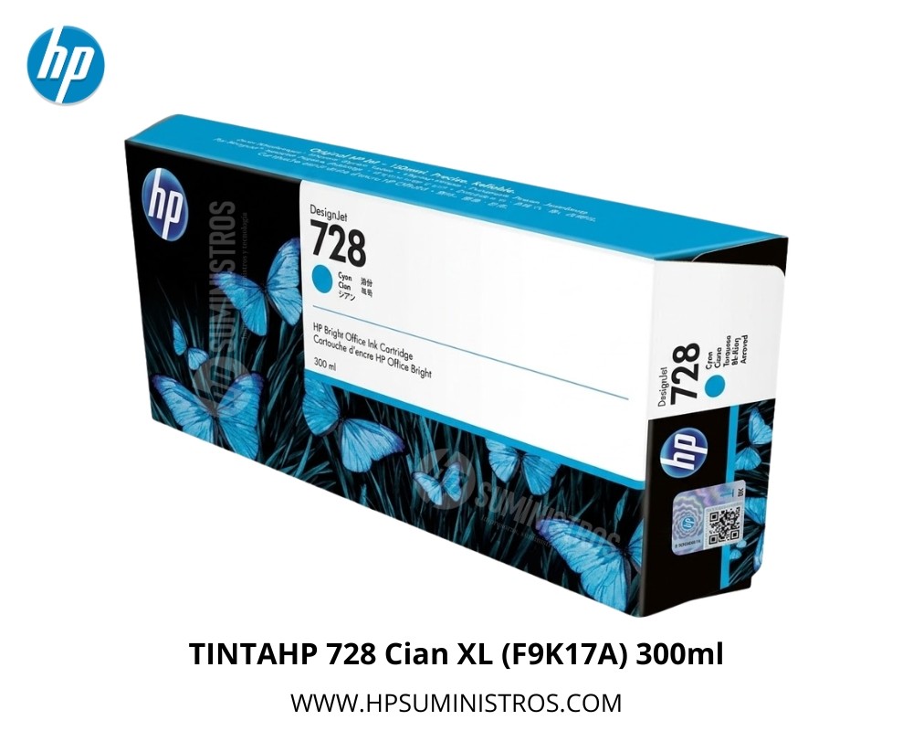 TINTAHP 728 CYAN XL (F9K17A) 300ml Original | DesignJet T730/T830