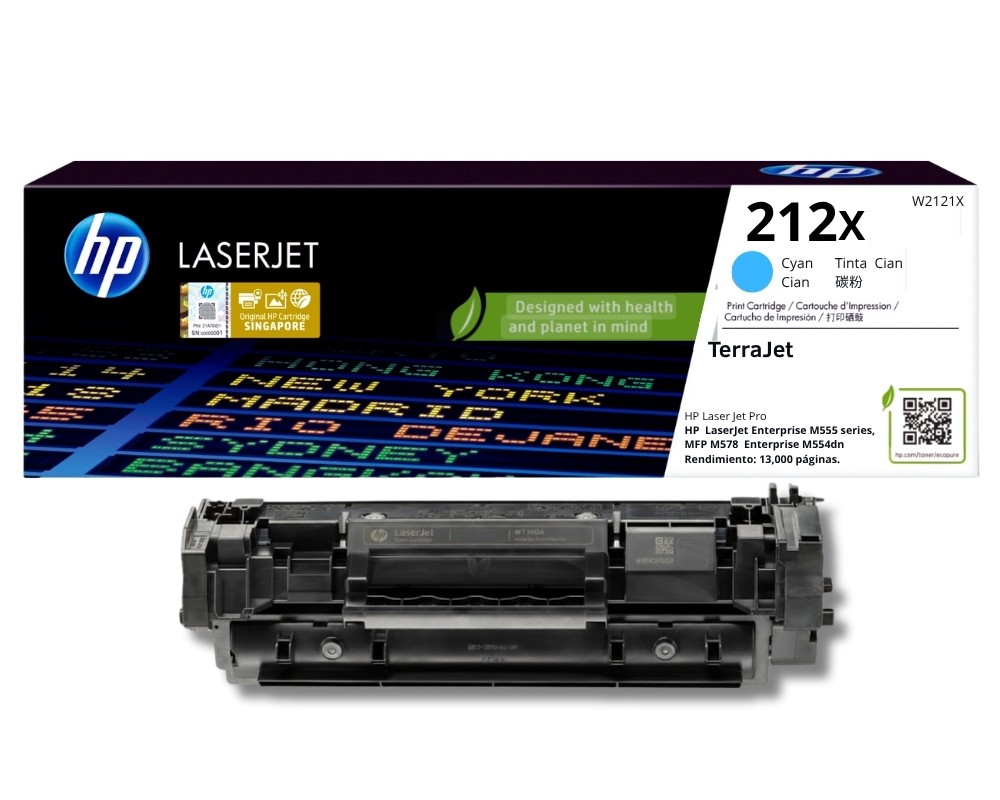 TONER HP 212X (W2121X) CYAN - M554dn, M555dn, M555x - 10,000 Páginas