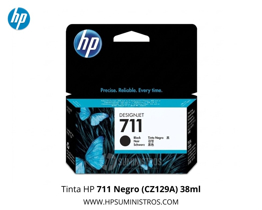 Tinta HP 711 Negro (CZ129A) 38ml Original | DesignJet T120/T520/T530